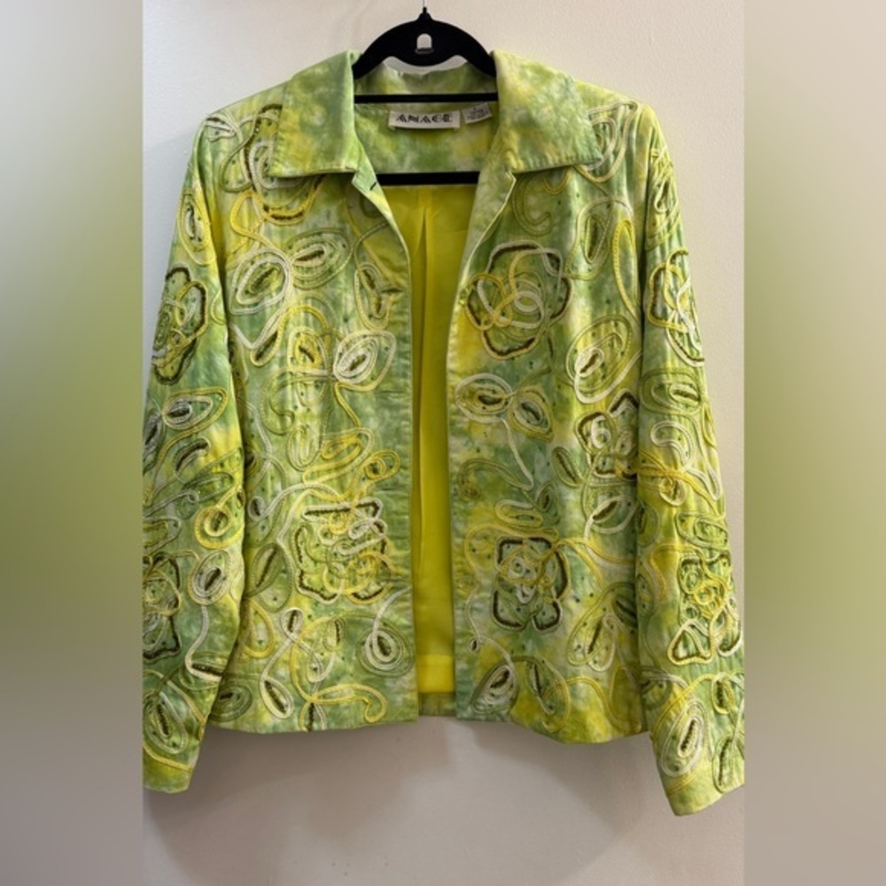 ANAGE Vintage Art To Wear Tie Dye Beaded Jacket S